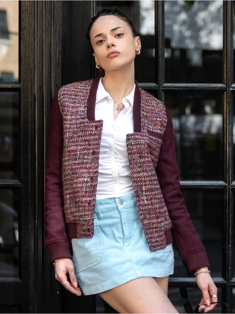 Members Only Tweed Varsity Jacket